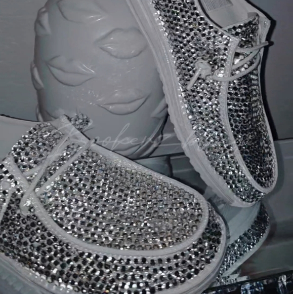 Bling Bedazzled Sparkle Hey Dude Shoes Slip On custom rhinestoned by hand - Picture 7 of 9